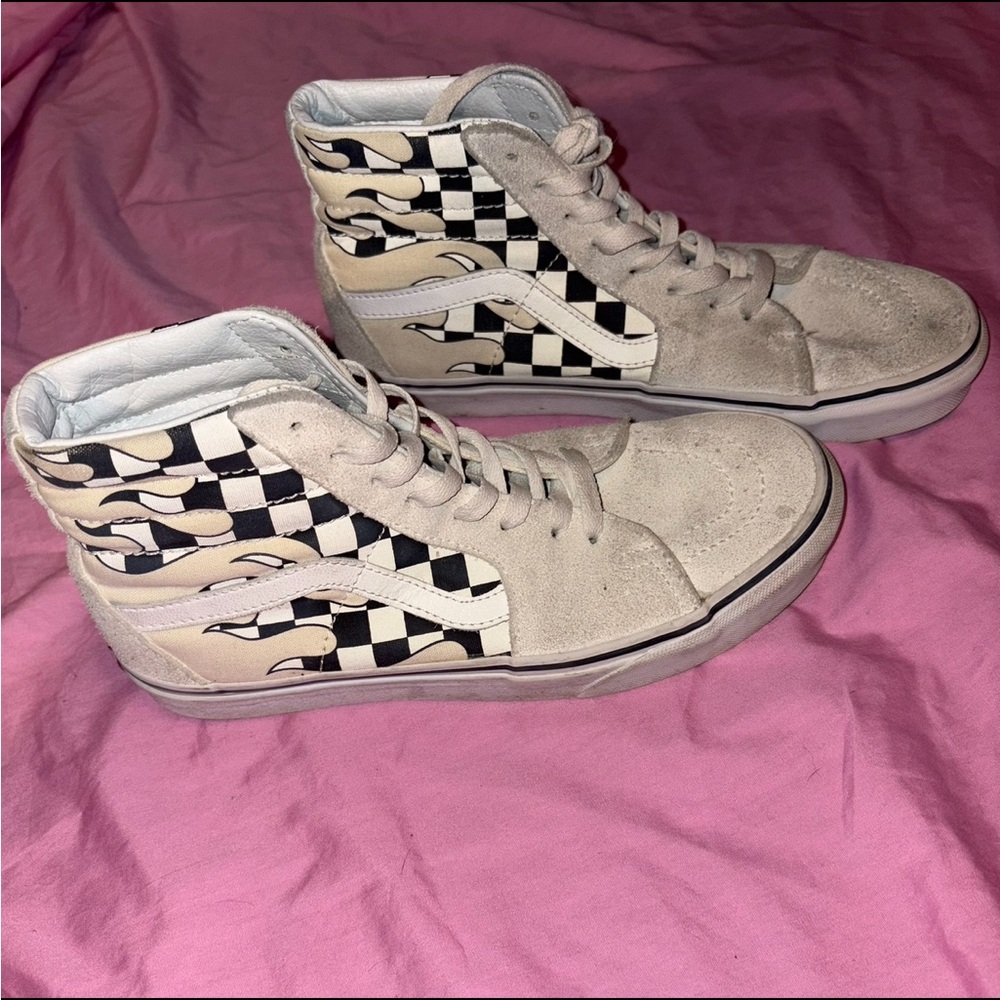 Vans suede black white checkered shoes size 6.5 M